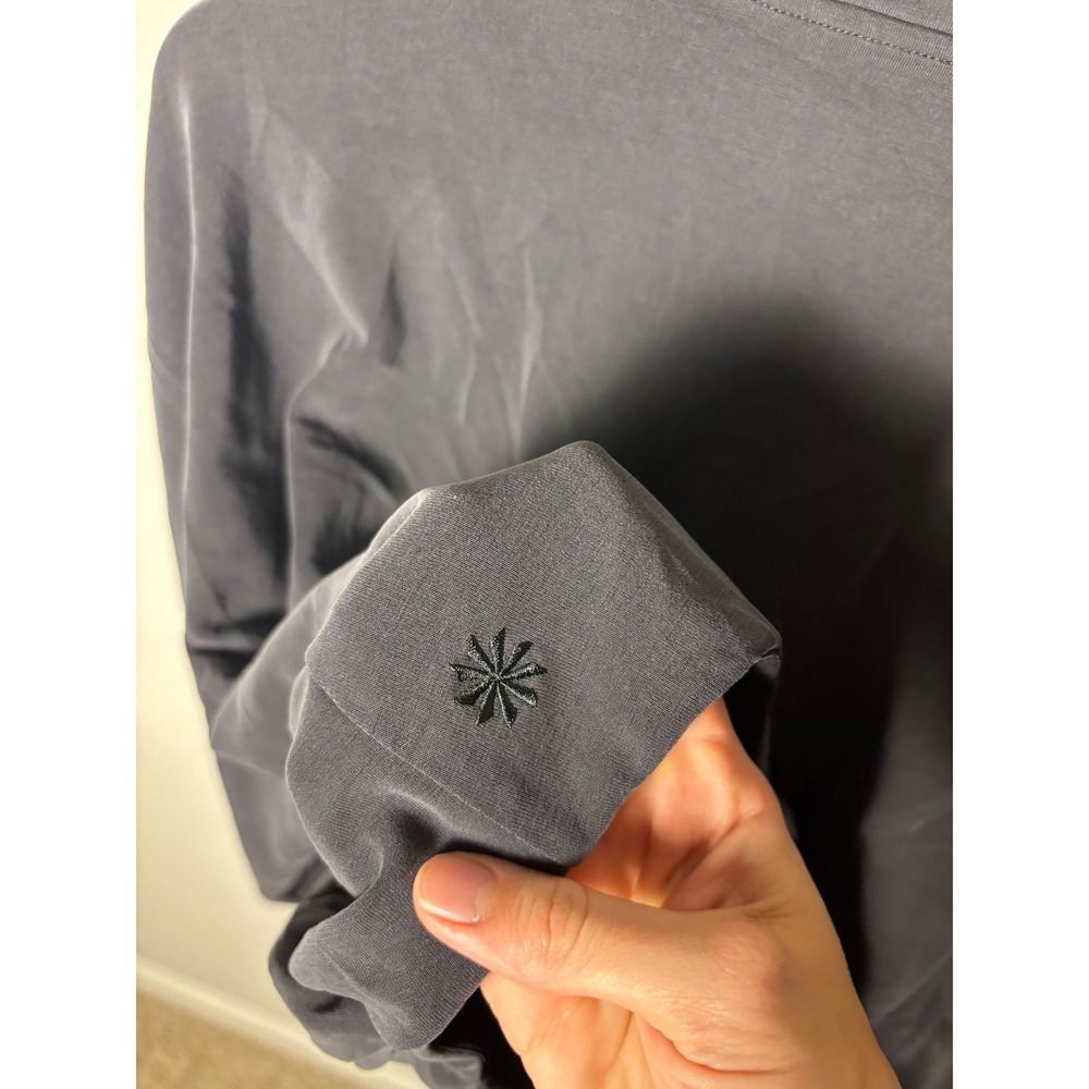 Athleta Seasoft Quarter Zip Bubble Hem Sweatshirt Charcoal Grey Womens Medium - Picture 4 of 4